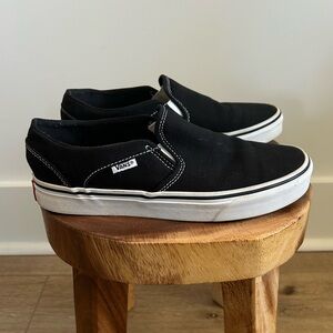 Vans Old School Slim Profile Slip Ons Black Women's 8.